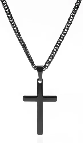 Collar de cruz para hombre, collar con colgante de cruz lisa de acero inoxidable plateado y dorado para hombre, cadena cubana de 18 a 26 pulgadas
