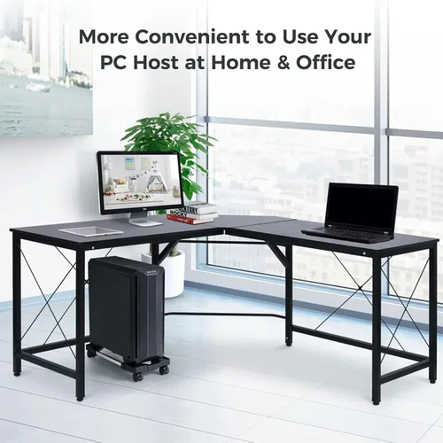 Miniatura 6 de Soporte de torre de computadora, Soporte de CPU móvil ajustable de Hmseng con 4 ruedas giratorias, Soporte de torre de PC para la mayoría de PC Negro