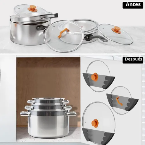 Miniatura 6 de Organizador Universal de Tapas de Ollas para Gabinete - Niceyos Mejorado Patentado Paquete de 3 Organizador de Almacenamiento de Tapas de Sartenes