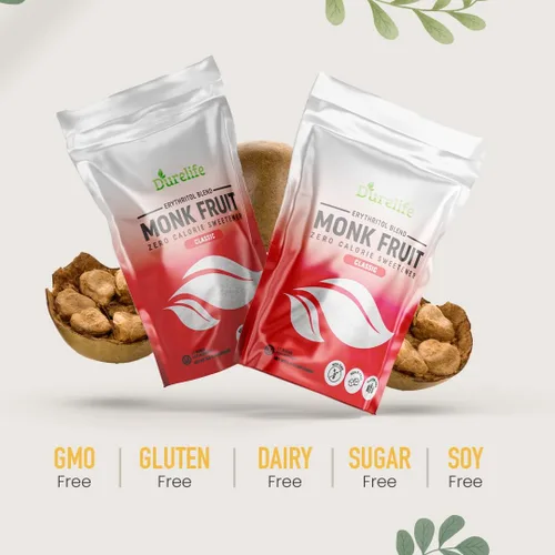 Miniatura 4 de DureLife Edulcorante de Fruta del Monje, Clásico - Sustituto del Azúcar Blanco, Compatible con Dieta Keto, Reemplazo de Azúcar 1:1, Cero Calorías