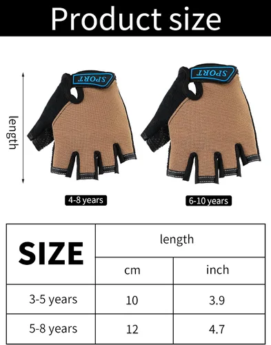 Miniatura 3 de Boao 3 pares de guantes de medio dedo para niños guantes de deporte antideslizantes de gel para niños Ciclismo de montar en bicicleta azul gris