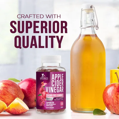 Miniatura 6 de Gomitas de vinagre de sidra de manzana, 1000 mg por porción, suplemento de vitaminas ACV de máxima fuerza sin azúcar, fórmula avanzada, vitamina B12