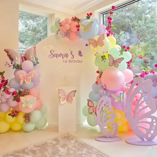 Miniatura 5 de HILAVO Kit de Arco de Globos Pastel Macaron Rosa Azul Verde Morado Amarillo Color Pastel Arcoíris Confeti Globos de Látex Guirnalda para Pascua