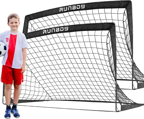 Miniatura 22 de Portería de fútbol para patio trasero, red de fútbol plegable portátil de 5 x 3 pies con bolsa de transporte para niños y adultos
