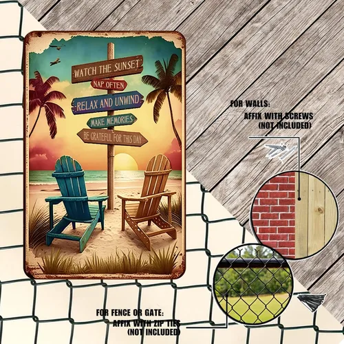 Miniatura 5 de Shannonsa - Letreros retro de hojalata para decoración de habitación de playa, decoración de pared de 12 x 8 pulgadas, letrero para estética de niña