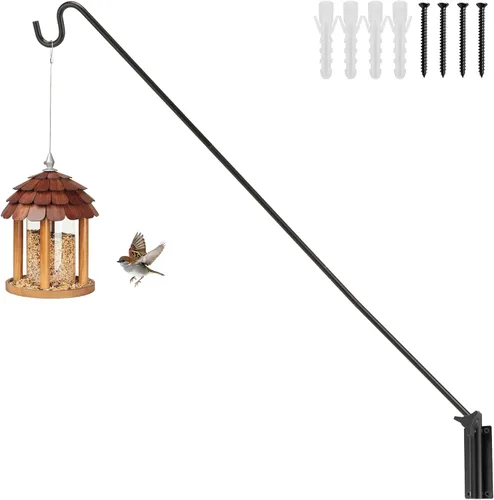 Miniatura 15 de ERYTLLY 2 Paquetes de Ganchos de Cubierta Resistentes Montados en Pared, Gancho de Cubierta Extensible y Ajustable para Colgar Comedero de Pájaros