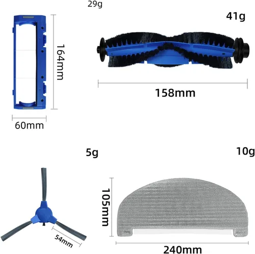 Miniatura 7 de Robot aspirador piezas de repuesto para Eufy G40 G40 Hybrid+Kit de accesorios con cepillo principal Cepillos laterales Trapeador paño protector