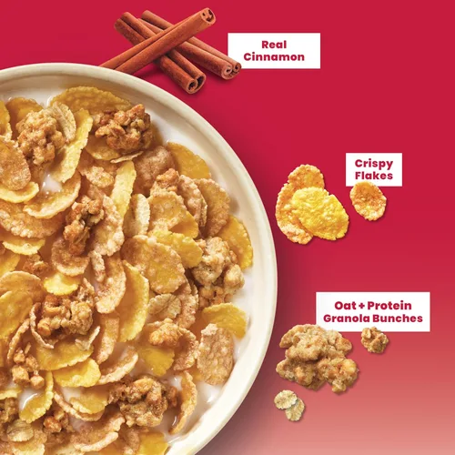 Miniatura 6 de Honey Bunches of Oats Cereal de proteína de canela, desayuno o aperitivo, tamaño familiar, 15 onzas (paquete de 1)