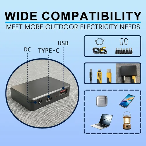 Miniatura 4 de Panel solar plegable portátil de 30 W, cargador solar de 4 pliegues con salidas USB QC3.0 y CC, cargador de panel solar impermeable lPx4