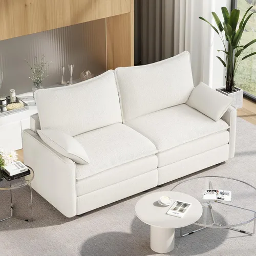 Miniatura 96 de Vesgantti 2 Piece Loveseat & 3 Seater Sofa Set, Modular Cloud Couch, Beige