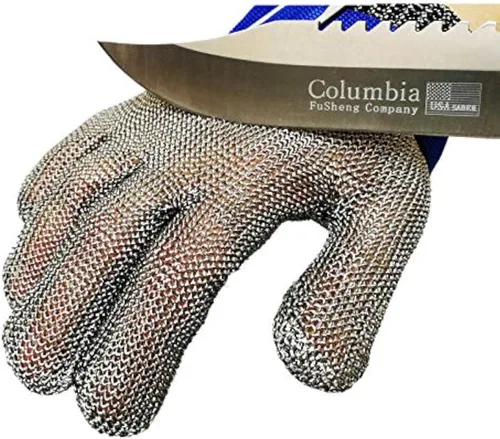 Miniatura 4 de Guantes de acero inoxidable resistentes a cortes, protección de grado 5, cómodos guantes de seguridad para corte de cocina para múltiples usos (L)