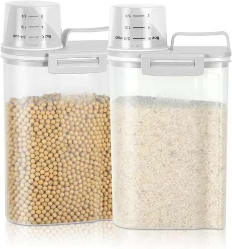 Miniatura 10 de TBMax Contenedor de arroz 1.8 kg / 4 libras Dispensador de arroz con taza de medición, contenedor de almacenamiento de alimentos para cocina