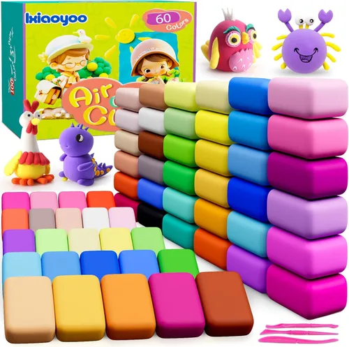 Miniatura 13 de Ixiaoyoo Arcilla seca al aire para niños, kit de arcilla mágica de modelado de 104 colores, suave y antiadherente, juguetes de modelado de artes