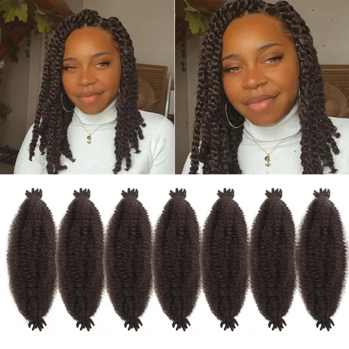 Miniatura 54 de 3 paquetes de cabello trenzado Marley Twist de 8 pulgadas, cabello afro twist elástico preseparado para rastas suaves de imitación, cabello