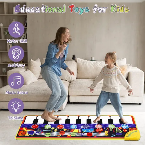 Miniatura 4 de Alfombrilla de piano musical para niños pequeños – 28 sonidos musicales de suelo, piano teclado, danza, juguete y regalo para niños de 1 a 5 años