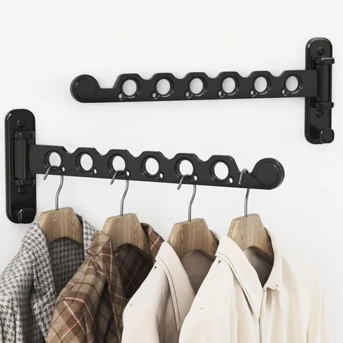 Perchero plegable para colgar ropa de pared, gancho plegable para interiores, para lavandería, dormitorio, estantes plegables perfectos para Negro