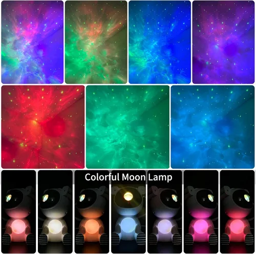 Miniatura 2 de Cayclay Proyector astronauta de galaxia, proyector de estrellas con temporizador y control remoto, luz nocturna con lámpara de luna, lámpara LED