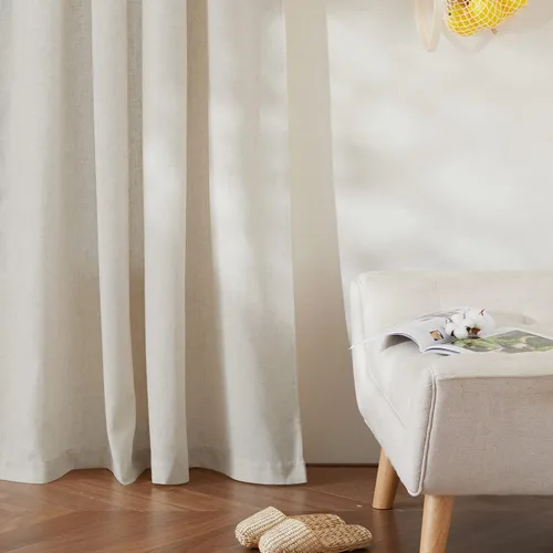 Miniatura 5 de RYB HOME - Cortinas de lino natural de 36 pulgadas de largo, juego de 2 paneles - Cortinas tejidas de lino suaves y transpirables, cortinas ligeras