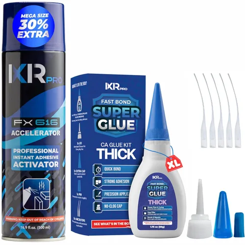 Miniatura 13 de CA Glue con Kit Activador 1.75 oz Pegamento de Cianoacrilato de Viscosidad Media 16.9 oz Spray Activador SuperGlue de Alta Resistencia para Rellenar