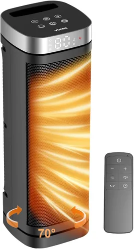 Calentador de espacio portátil, calentadores eléctricos de 1500 W con control remoto, calentador de cerámica de calentamiento rápido PTC con