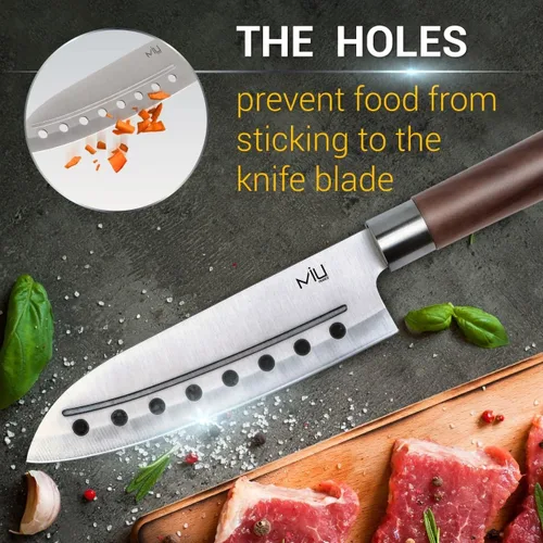 Miniatura 5 de MIU Santoku - Cuchillo multiusos de 7 pulgadas para chef con mango de plástico cómodo