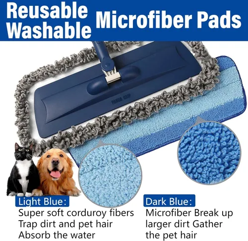 Miniatura 6 de Trapeadores para limpieza de suelos con rociador húmedo con botella recargable de 14 onzas y 3 almohadillas de microfibra lavables, uso doméstico