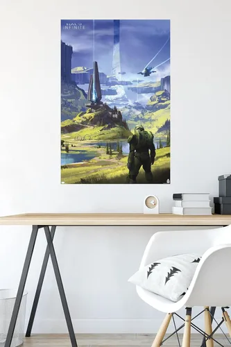 Miniatura 4 de Halo Infinite - Póster de pared Master Chief Valley, 34 pulgadas de largo x 22.4 pulgadas de ancho, versión sin marco