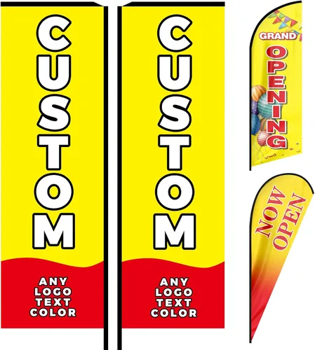 Miniatura 7 de Banderas de plumas publicitarias personalizadas para negocios en exteriores, logotipo personalizado, texto personalizado Swooper bandera abierta