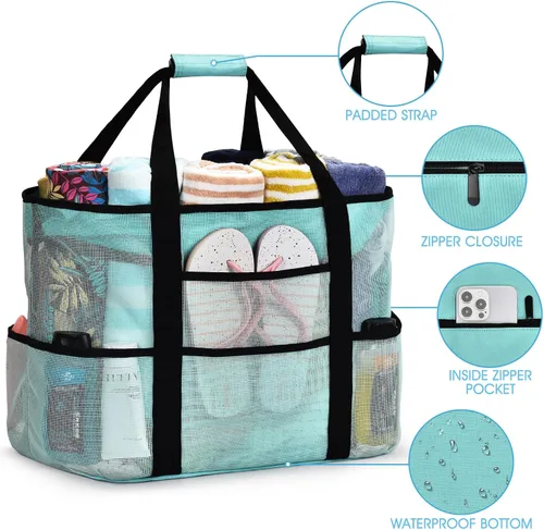Miniatura 2 de oscaurt Bolsa de playa extra grande para mujer, impermeable, a prueba de arena, bolsa de playa de malla, bolsa de viaje para piscina