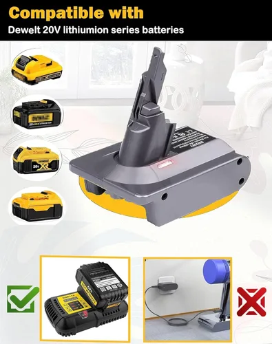 Miniatura 2 de TPDL Adaptador de batería Dyson V7, para batería Dewalt de 20 V, convertidor a Dyson 21.6V V7 convertidor de vacío de mano Absolute, Motorhead Pro