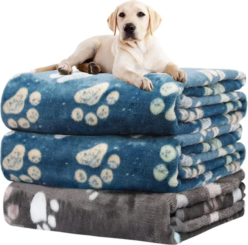 Miniatura 25 de Rezutan 1 paquete de 3 mantas para perros grandes, 41x31 pulgadas para mantas suaves y mullidas para mascotas y gatos de tamaño mediano, reversibles
