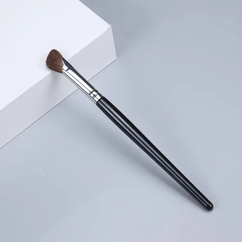 Miniatura 6 de Cepillo de sombra de ojos, forma de hoz suave pony pelo sombreado cepillo de sombra nasal, mango de madera negro 1