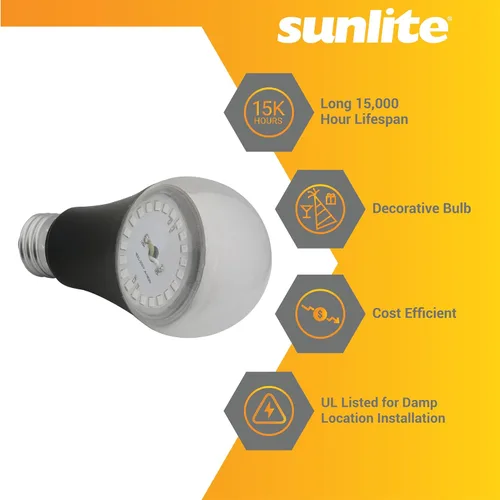 Miniatura 3 de Sunlite Foco UV LED A19 de luz negra, 7 W (equivalente a 60 W), base E26 media, no regulable, longitud de onda de 390-405 nm, ideal para decoración