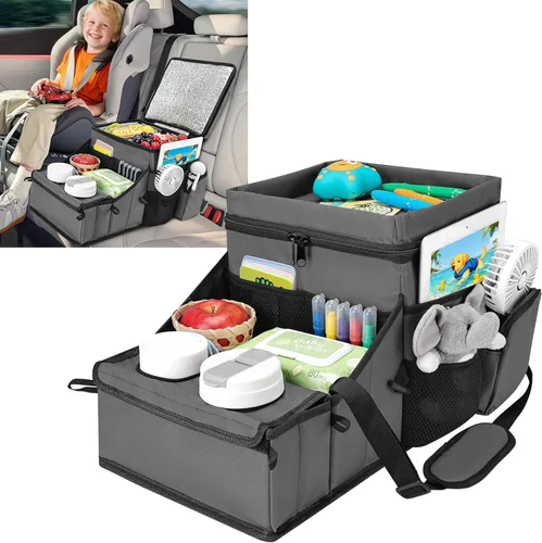Miniatura 9 de COOLBEBE Organizador de asiento de automóvil, organizador de asiento trasero de automóvil con portavasos para viajes de niños y adultos, organizador