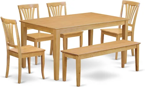 Miniatura 15 de East West Furniture CAAV5-LWH-W - Juego de muebles de comedor de 5 piezas, incluye una mesa de comedor rectangular y 4 sillas de asiento de madera