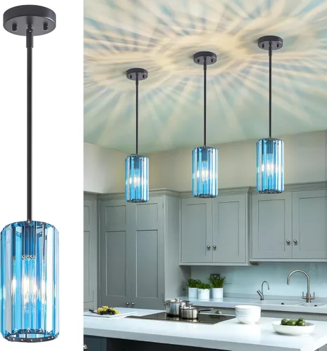Miniatura 26 de Iluminación colgante dorada moderna mini candelabros de cristal, lámpara colgante ajustable para cocina, isla, comedor, pasillo, dormitorio