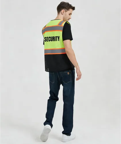 Miniatura 5 de BeautyWill Chalecos de seguridad con logotipo personalizado, chaleco reflectante clase 2 ANSI con bolsillos cremallera alta visibilidad construcción