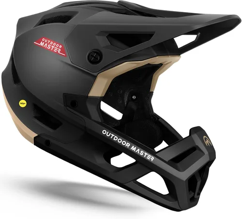 OutdoorMaster MIPS - Casco de bicicleta de montaña de cara completa para hombres y mujeres, dos almohadillas extraíbles para barbilla, ligero con