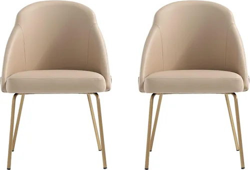 Miniatura 19 de Manhattan Comfort Gracie - Juego de 1 sillas de comedor modernas de piel sintética, asiento tapizado de piel sintética, patas de acero, espuma