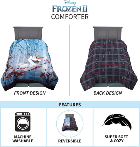 Miniatura 3 de Franco - Ropa de cama infantil, edredón reversible extrasuave, tamaño individual / matrimonial, 72 x 86 pulgadas, diseño de Olaf de Frozen 2