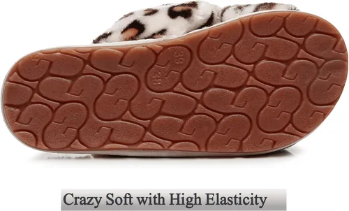 Miniatura 5 de Crazy Lady Women's Fuzzy Fluffy House Slippers Cute Plush Memory Foam Shoes Cross Band Indoor Outdoor Open Toe Sandals