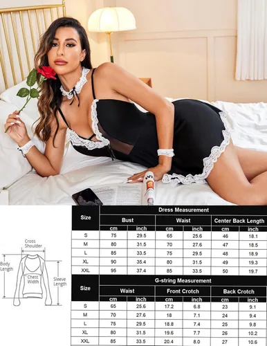 Miniatura 6 de Avidlove Lencería sexy para mujer, vestido de lencería estilo babydoll con gargantilla