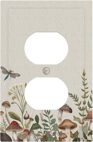 Cubiertas de Toma Decorativas de Setas de Hojas de Plantas Vintage de los 70 1 Gang Duplex Placa de Pared Decorativa Cubiertas de Interruptor de Luz