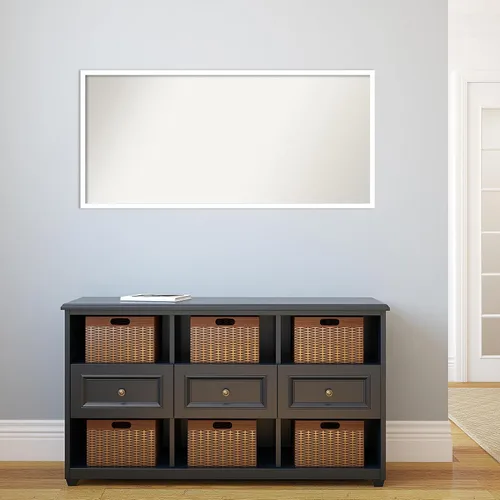 Miniatura 917 de Amanti Art Espejo de baño blanco para sobre el fregadero, 32 x 45 pulgadas, espejo de tocador rectangular blanco esbelto, marco de madera moderno