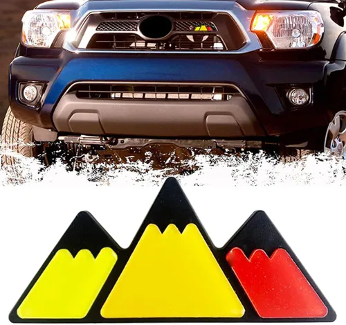 XMUINT - Emblema de rejilla a rayas de 3 colores, etiqueta para camión compatible con Toyota Tacoma 4Runner Tundra Sequoia Rav4 Highlander,