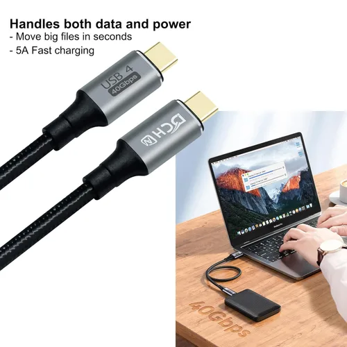 Miniatura 3 de DCHAV Cable USB 4 USB C a USB C 8K HD Display Video 40 Gbps Transferencia de datos 100W Cable de carga rápida USB4 tipo C a tipo C Cable trenzado
