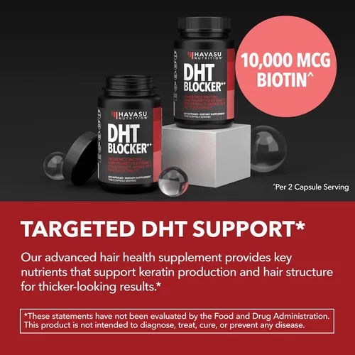 Miniatura 6 de DHT Bloqueador para hombres con biotina 10000mcg por porción, extracto de palma enana americana y MSM - Apoya el crecimiento normal del cabello