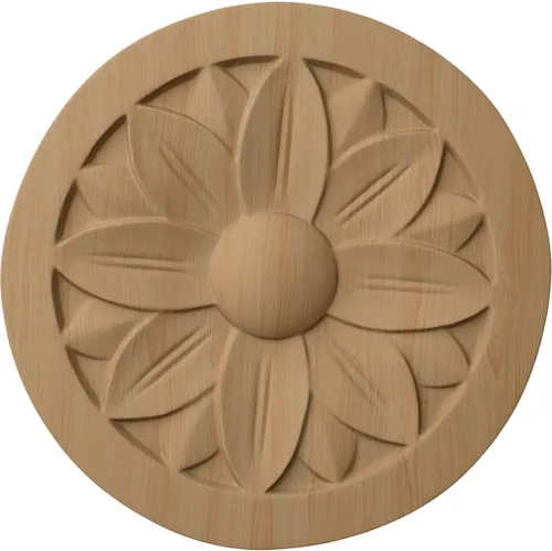 Miniatura 8 de Ekena Millwork ROS03X03BERW Roseta redonda Bedford, 3 1/2 pulgadas de ancho x 3 1/2 pulgadas de alto x 1/2 pulgadas de P, madera de caucho