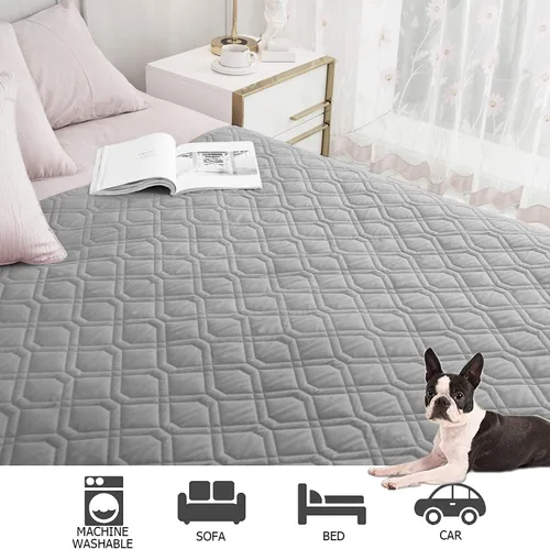 Miniatura 4 de Ameritex Funda impermeable para cama de perro, manta reversible para mascotas, para muebles, cama, sofá, sillón Gris+Gris Oscuro