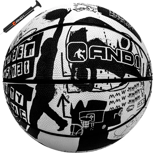 Miniatura 9 de AND1 Street Grip - Balón de baloncesto y bomba de cuero compuesto de alta calidad, tamaño oficial 7 (29.5 pulgadas), hecho para juegos de baloncesto